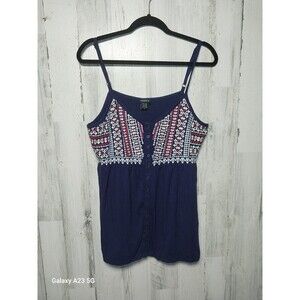 Torrid Women's 0X Navy Blue Embroidered Babydoll Tank Top